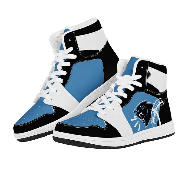 Men's Carolina Panthers High Top Leather AJ1 Sneakers 001